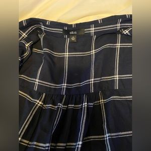 Checkered navy blouse button up